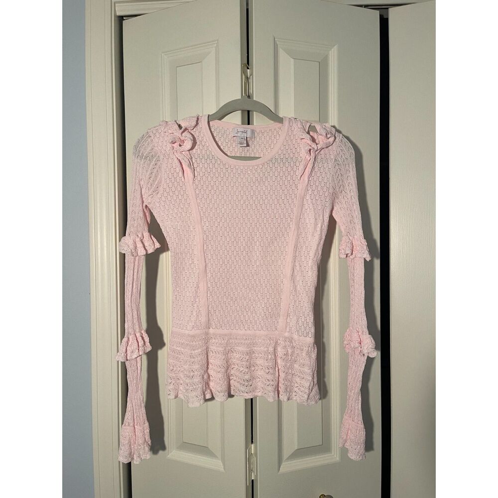 Scripted Frilled Long Sleeve Top/Blouse Petite